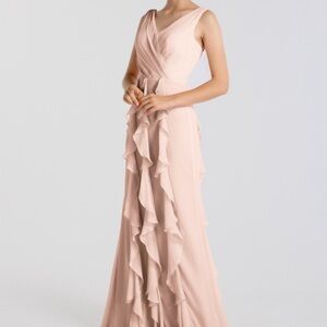 White by Vera Wang Pink Ruffled Maxi Gown for Weddings size 6